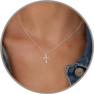 Cross Necklace for Women, 16-18 Inches Silver/Gold Chain, Women's Small Simple